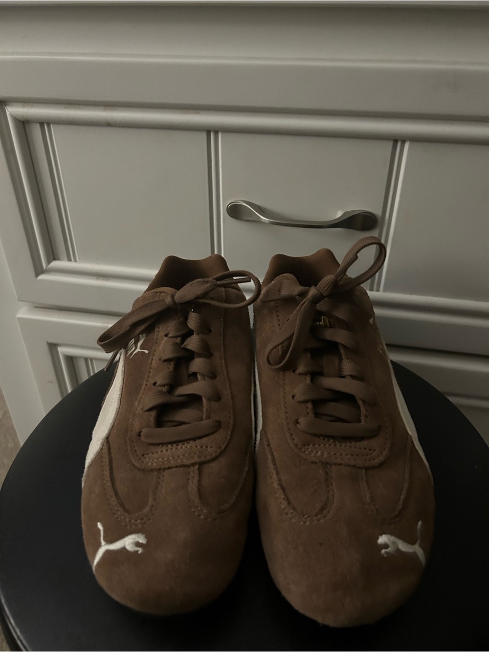 Puma Men’s Brown Suede Low-Top Sneakers with White Formstrip